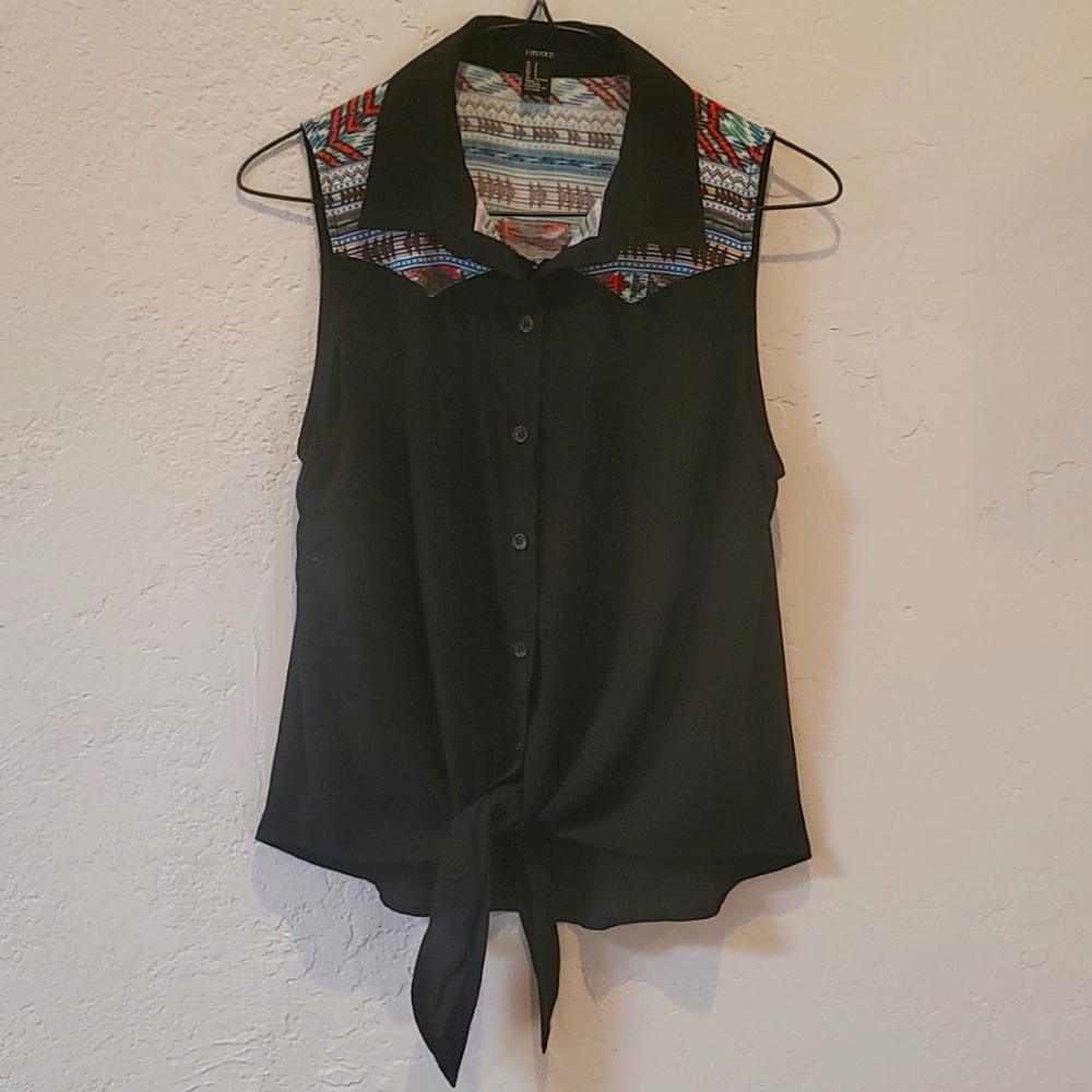 Forever 21 Aztec Print, Black, Sleeveless Top